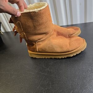 UGG Tan Ankle Boots with Bow Detail